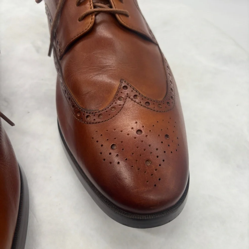 Cole Haan Brown Leather Oxford Shoes with Brogue Detailing Size 12